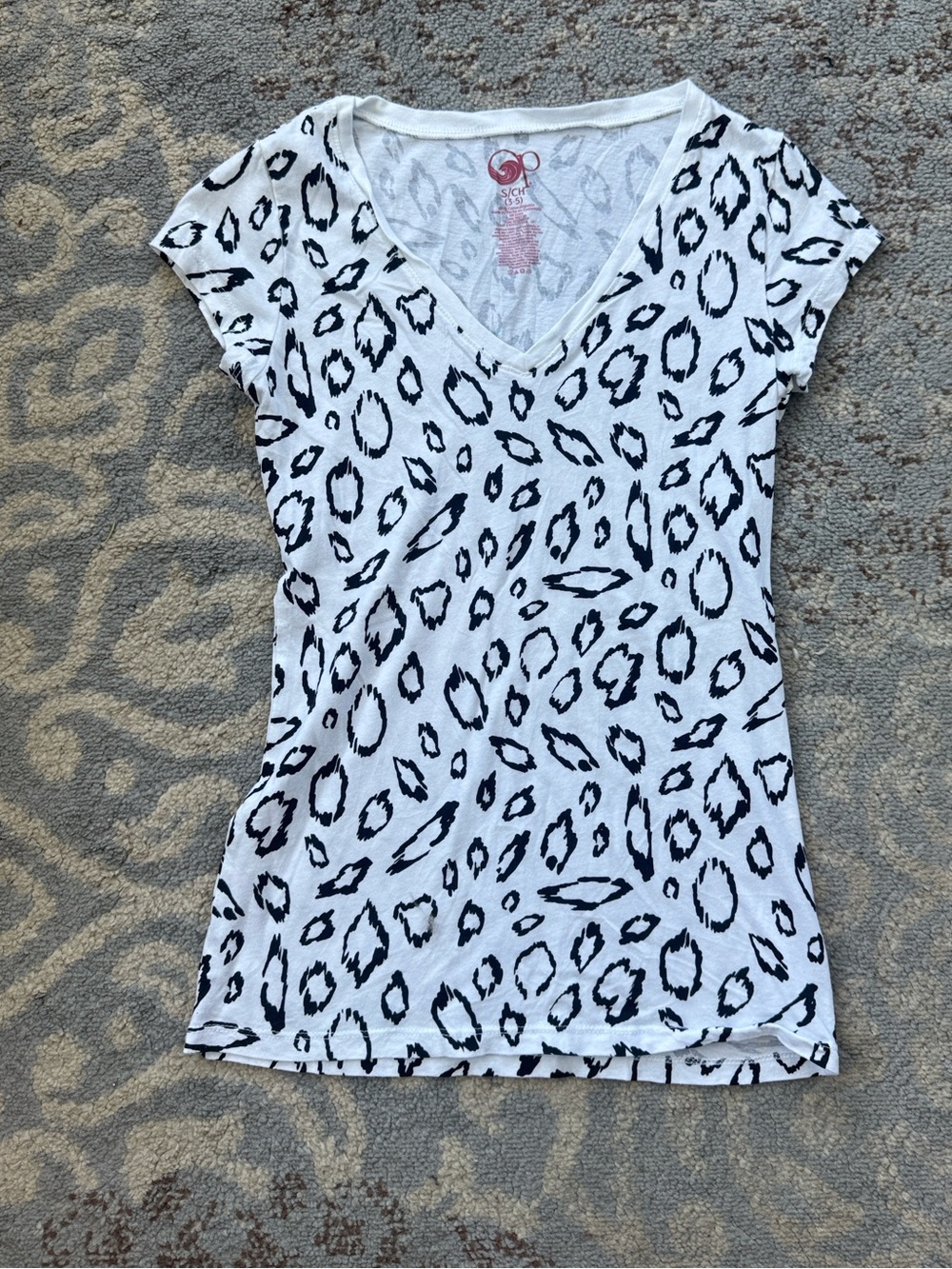 Op Short Sleeve White Leopard Tee Small